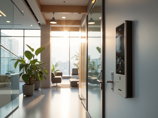 智能门禁控制器设备，触摸屏操作，刷卡识别功能，现代办公场所应用